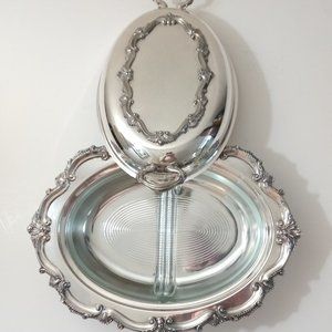 ANTIQUE SILVER-PLATED SERVING DISH